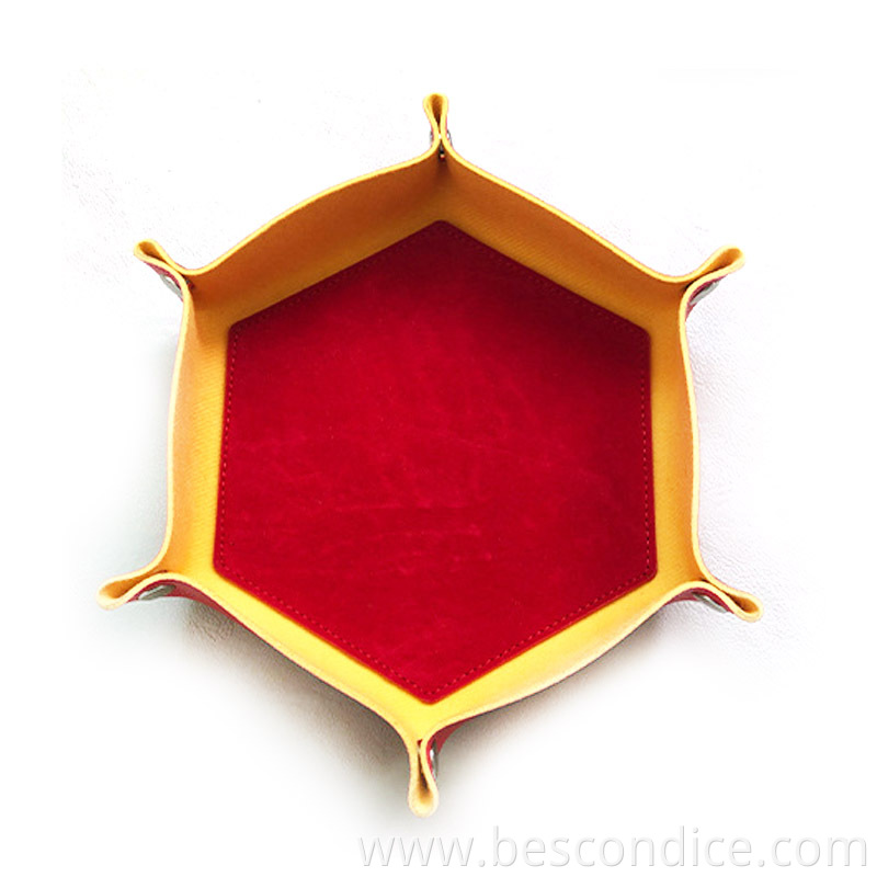 Leatherette Hexagon Foldable Dice Holder 5 Leatherette Hexagon Foldable Dice Holder 5